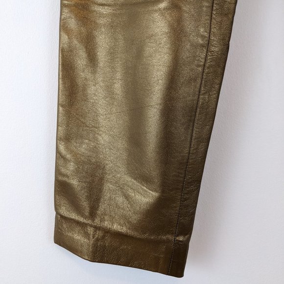 Champaign Gold 100% Lamb Leather Pants - Picture 6 of 13